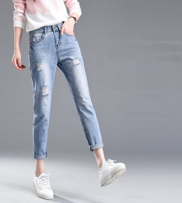 Color: Light Blue, Size: 30 - Ripped jeans for women