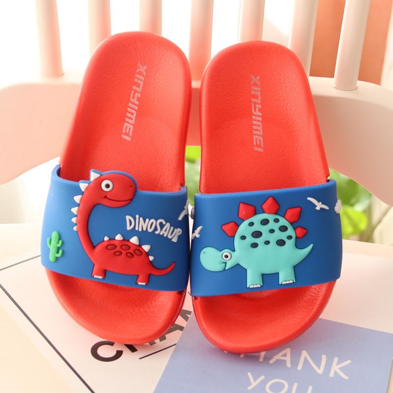 Color: Great Red Stegosaurus, Shoe size: Internal length 17cm - Summer Cute Thick-soled Soft-soled Home Indoor Outdoor Solid Color Sandals And Slippers