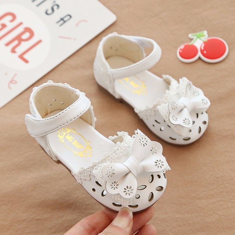 Color: White, Shoe size: 15 - Summer Girls Shoes Baotou Baby Sandals Baby Shoes Soft Bottom Non-slip