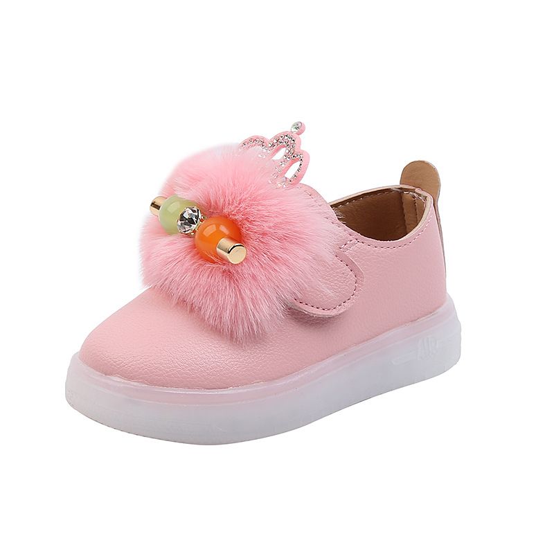 Color: Pink, Size: 27 - Flashing Shoes Kids Board Shoes Soft Sole