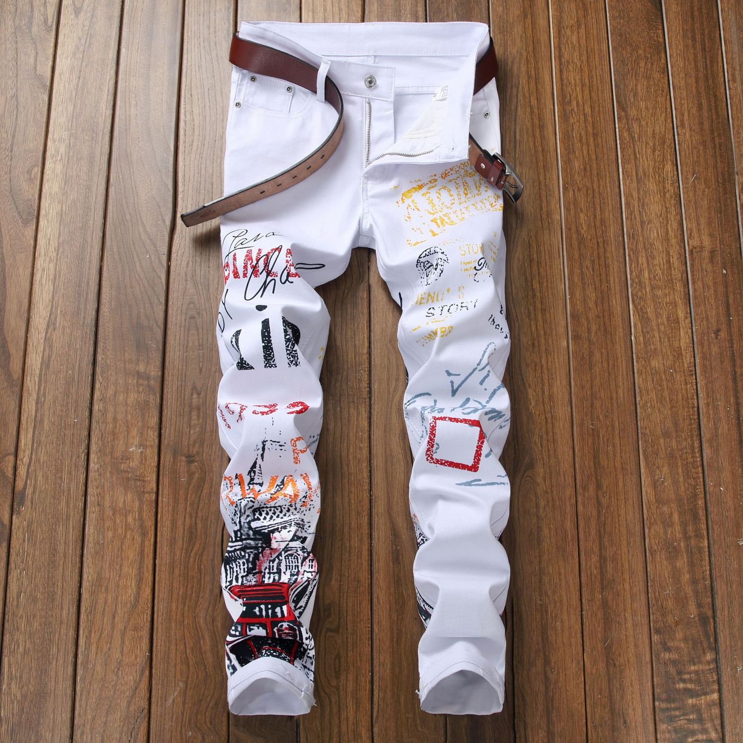 Size: 34, Color: White - High Street Fashion Mens Jeans
