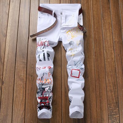 Size: 34, Color: White - High Street Fashion Mens Jeans