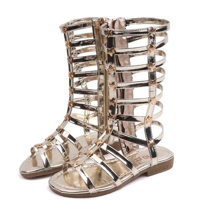 Color: Gold, Size: 27 - Star Toe Roman Shoes Student Sandals