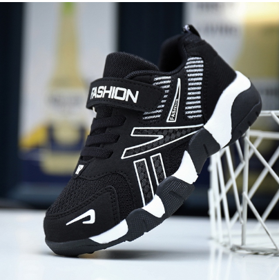 Color: Black mesh, Size: 29 - Sport Kids Sneakers Boys Casual Shoes For Children Sneakers Girls Shoes Leather Anti-Slippery Fashion Tenis Infantil Menino Mesh