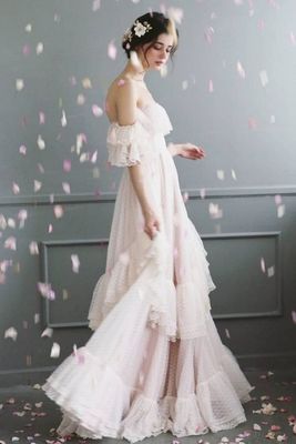 Color: Pink Zipper, Size: Size 10 - Women&#39;s Fashion Polka Dot Wedding Dresses