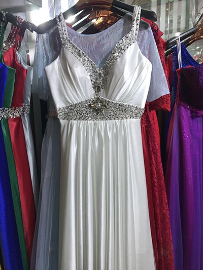 Color: White, Size: US6 - Women Sleeveless Sexy A-Line Elegant Wedding Party Formal Gowns Long Evening Dress