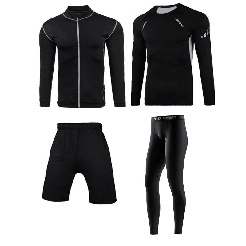 style: SetE, Size: L - Spot Fitness Clothing Men&#39;s Suit Clothes Basketball Fallwinter Short-Sleeved Tights Vest
