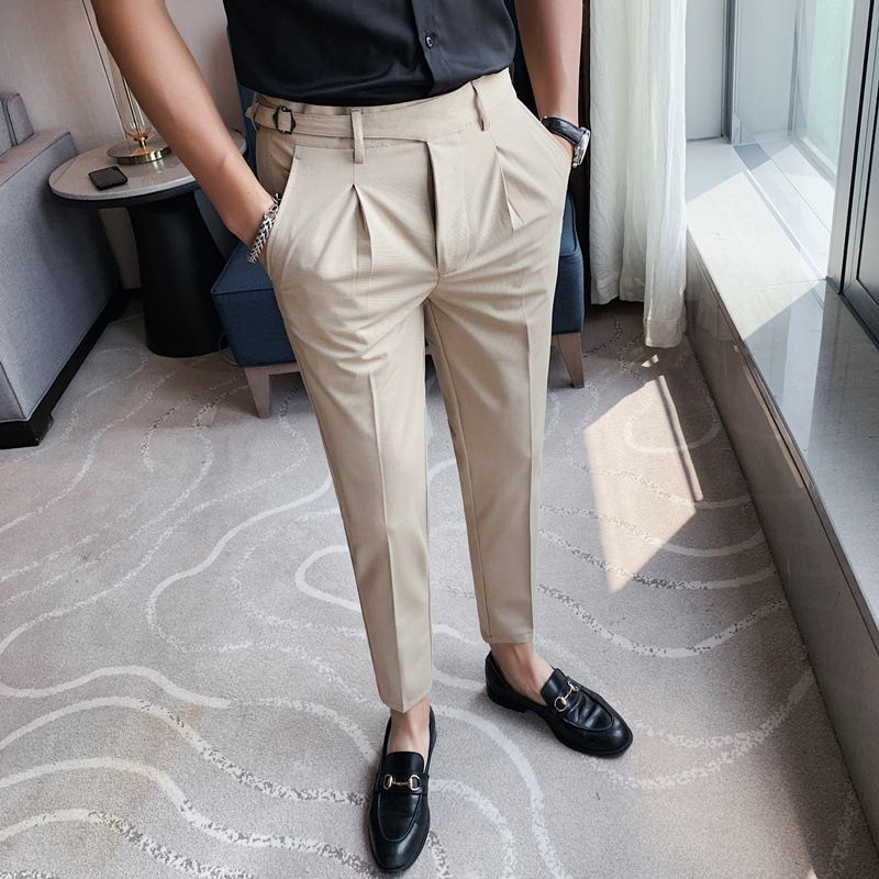 Men&#39;s Casual Suit Slim-fitting Ankle-tied Cropped Pants