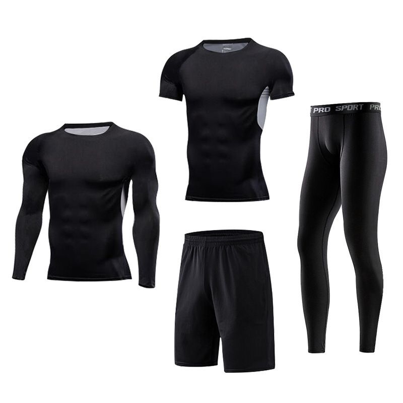 style: SetD, Size: 3XL - Spot Fitness Clothing Men&#39;s Suit Clothes Basketball Fallwinter Short-Sleeved Tights Vest