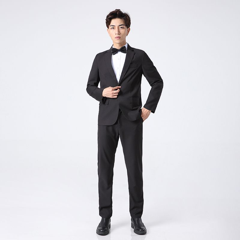 Color: Black Suit pants tie, Size: L - Men&#39;S Suit Three-Piece Wedding
