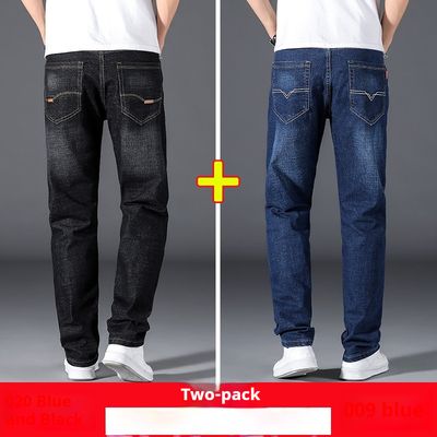 Color: Blue Black 20 Blue 09, Size: 38 Yards - Summer Thin Jeans Men&#39;s Loose Straight