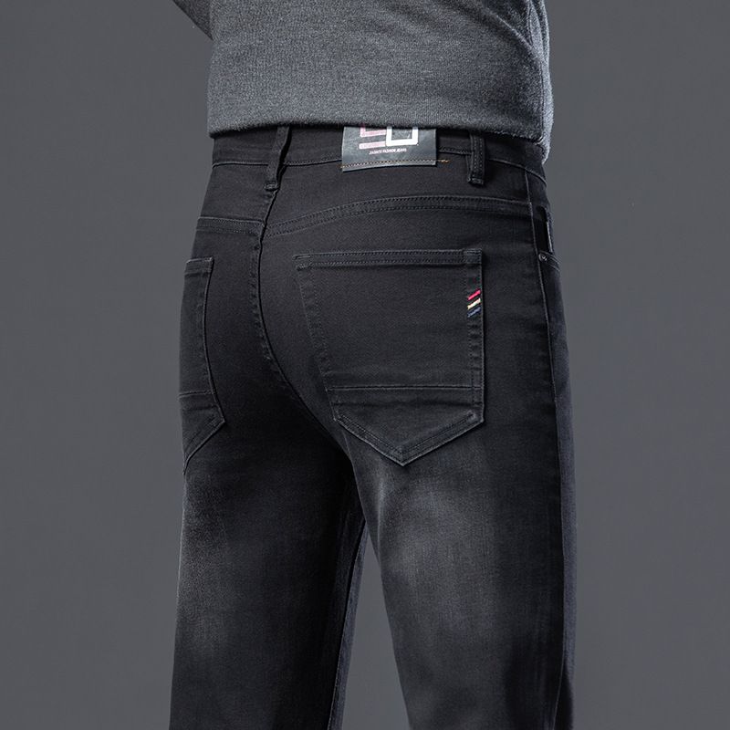 Color: 5631 Black, Size: 36 - Fleece Padded Jeans Men&#39;s Straight Slim Elastic Thickening