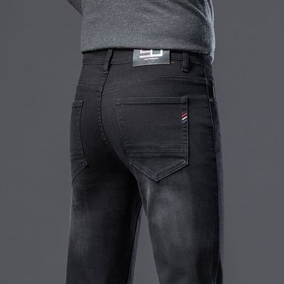Color: 5631 Black, Size: 36 - Fleece Padded Jeans Men&#39;s Straight Slim Elastic Thickening