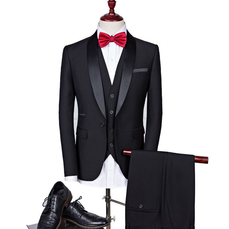 Color: Black twopiece suit, Size: 2XL - Engagement Wedding Summer Party Chorus Conductor Chinese Style