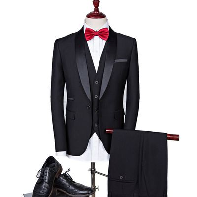 Color: Black twopiece suit, Size: 2XL - Engagement Wedding Summer Party Chorus Conductor Chinese Style