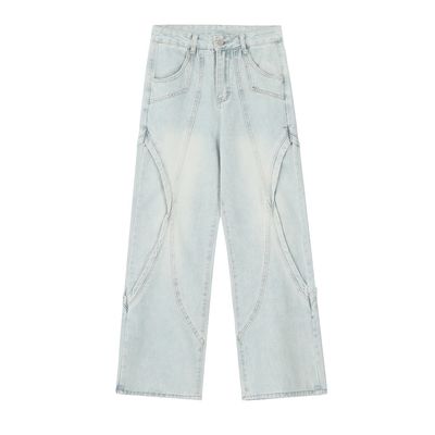 Fashion Washed And Worn Wide-leg Jeans Men