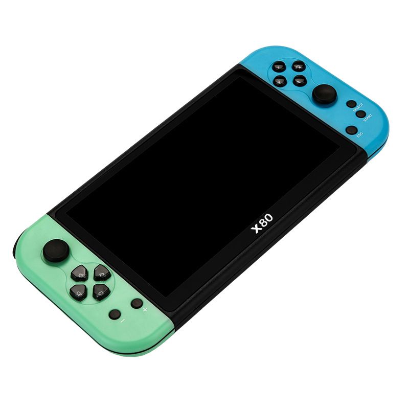 Model: X80 Green And Blue - X80PRO 7-inch Large Screen Arcade Double Fight GBA Nostalgic Adult And Children Game Machine