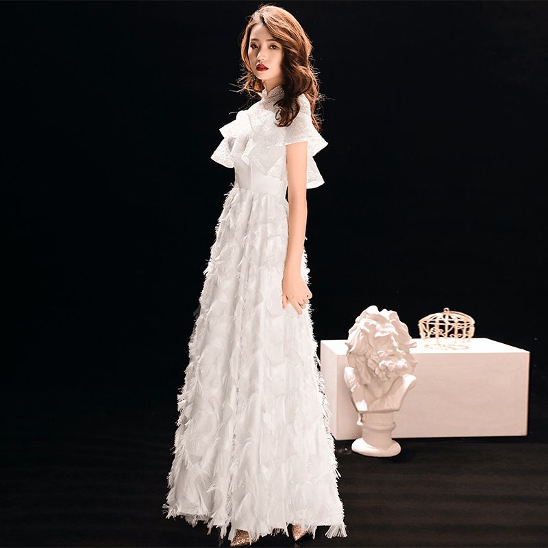 Color: White Long Style, Size: XXXL - Women&#39;s Fashionable Temperament Mid-length Socialite Dress