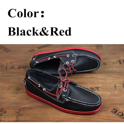 Color: 07 Black And Red, Size: 43 - Vintage Skateboard Shoes Lace-up Handmade