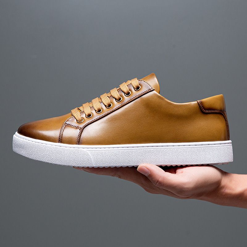 Color: 9881 Yellow, Size: 49 - British Style Brushed Casual Shoes Soft Bottom Men