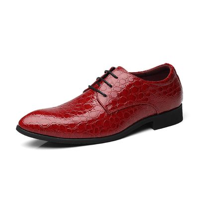 Color: Red, Size: 38 - Men&#39;s Business Formal Shoes Plus Size All-matching