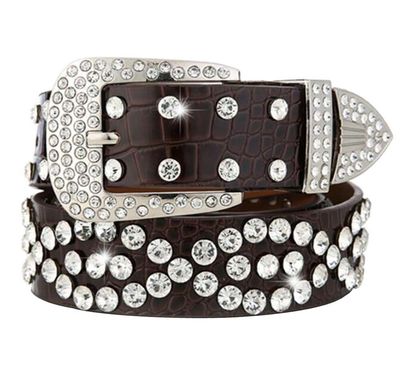Women Rhinestone Belt Western Cowgirl Bling Studded Belt for Jeans Dress #28