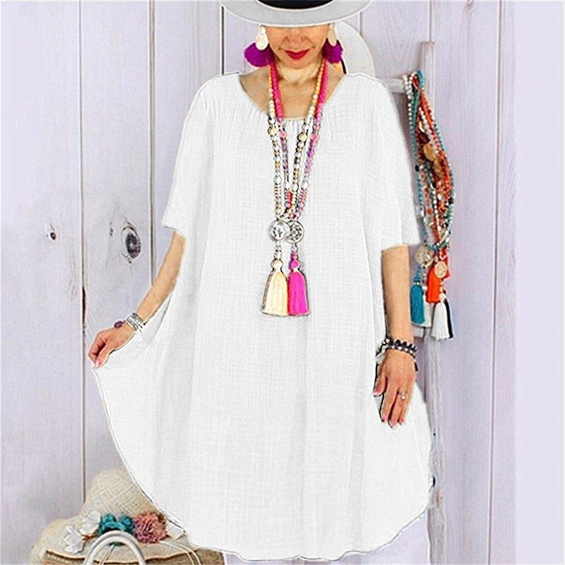 Autumn New Women&#39;s Loose Sleeves Irregular Dress
