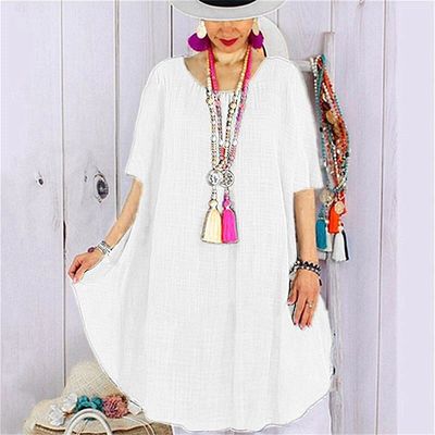 Autumn New Women&#39;s Loose Sleeves Irregular Dress