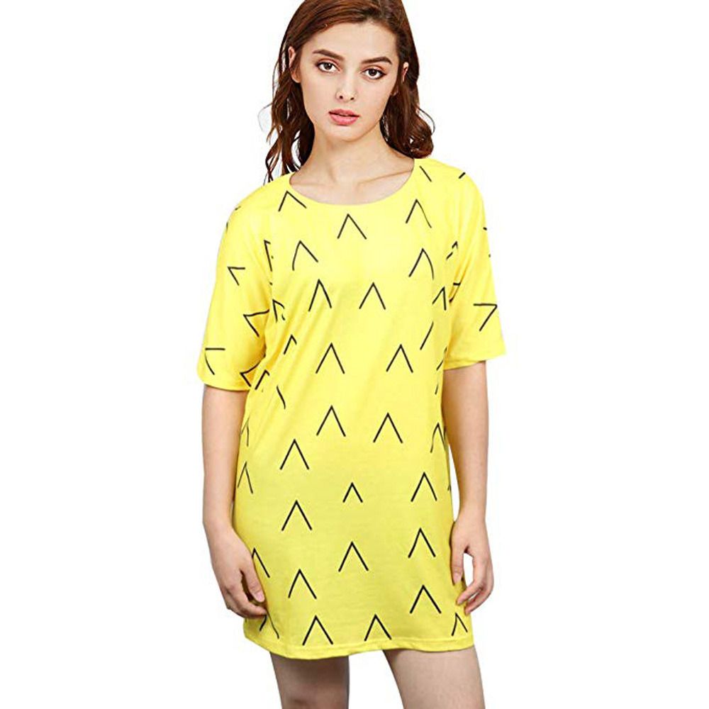 Women&#39;s Summer Refreshing Loose Fruit Series Digital Print Short Sleeve T-Shirt Dress