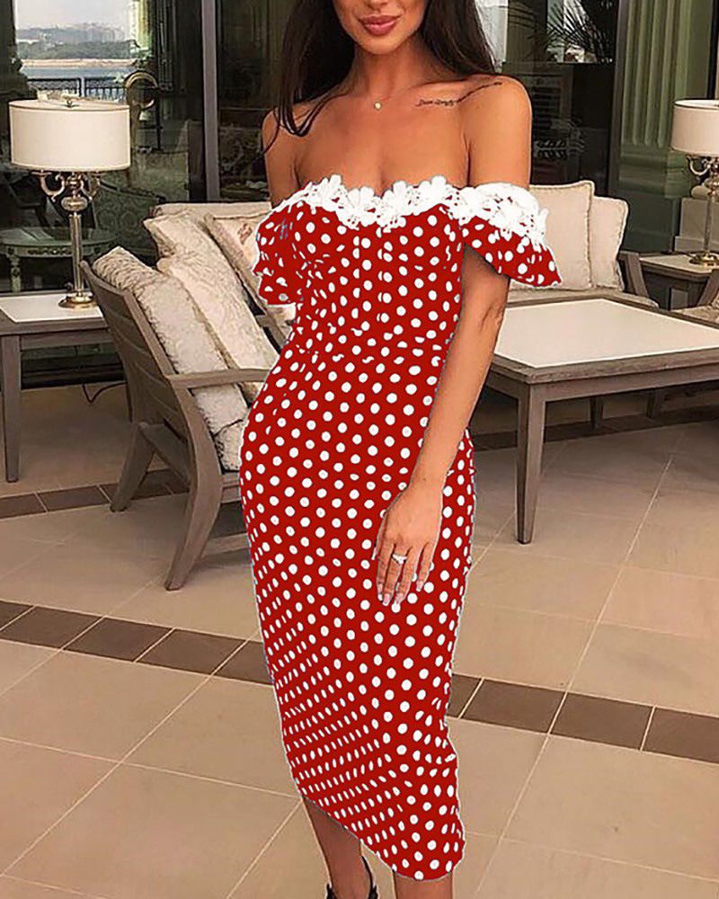 Summer New Women&#39;s Sexy Suspenders Polka Dot Slim Dress