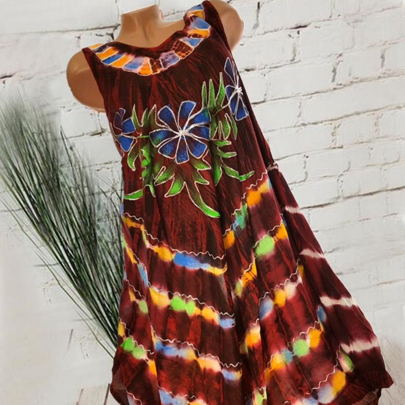 Women&#39;s Summer Loose Sleeveless Print Dress