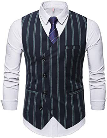 Men&#39;s Business Suit Vests Fashion Slim Striped Vests Casual Single Breasted Performance Wear
