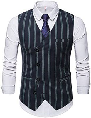 Men&#39;s Business Suit Vests Fashion Slim Striped Vests Casual Single Breasted Performance Wear