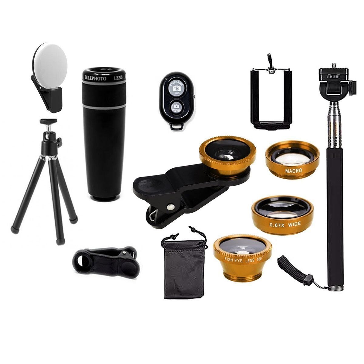 Color: GOLD - 11 in 1 Smartphone Camera Lens Kit