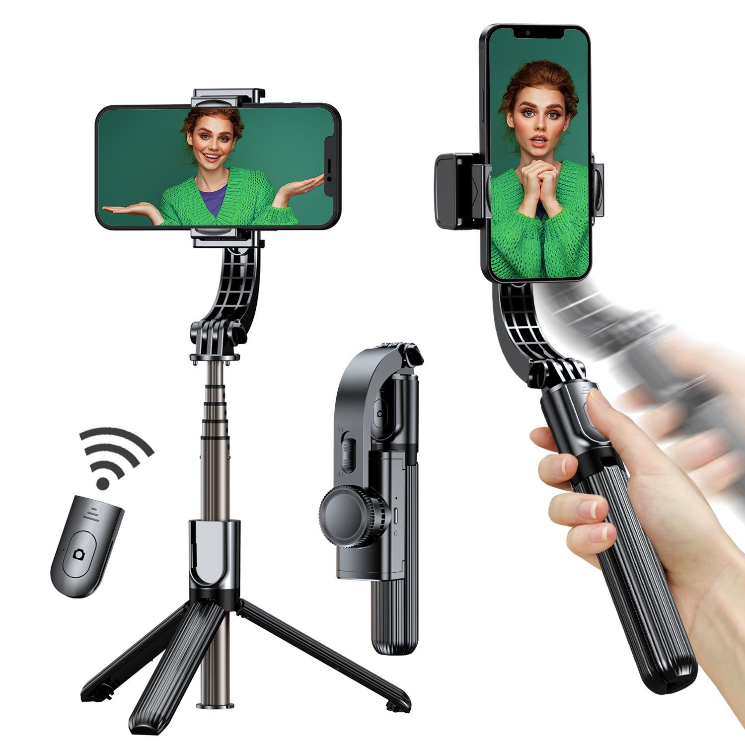 Selfie Stick Gimbal Stabilizer; 360&amp;deg; Rotation Tripod With Wireless Remote; Portable And Foldable; Auto Balance 1-Axis Gimbal For Smartphones Tiktok Vlog Youtuber Live Video Record