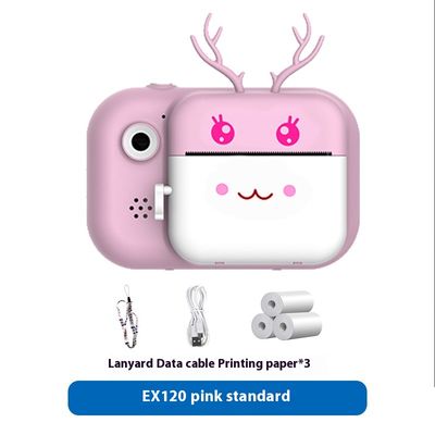 Color: EX120 Pink Standard - Children&#39;s Camera Handheld Camera SLR Double Lens Mini Toy