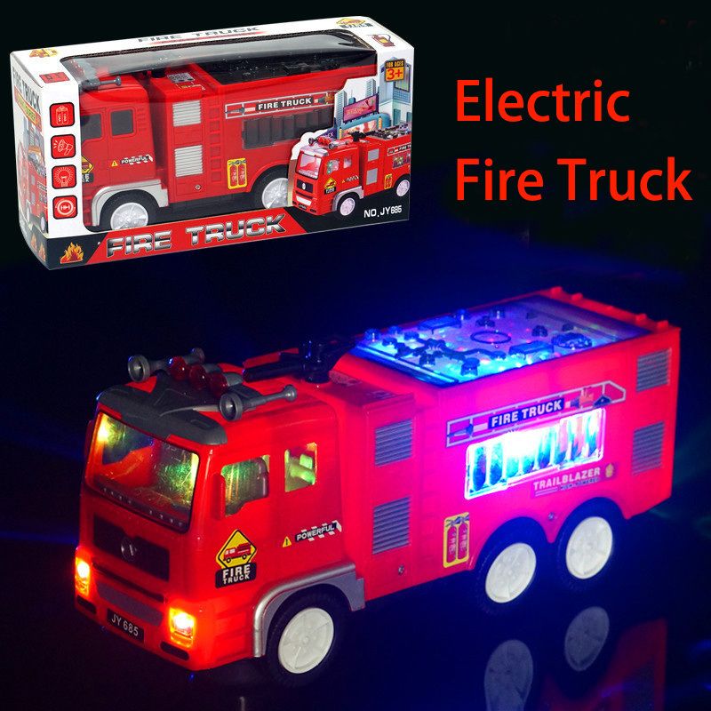 Electric Fire Truck Kids Toy - With Bright Flashing 4D Lights &amp; Real Siren Sounds | Bump And Go Firetruck For Boys | Automatic Steering On Contact | Fire Engine Toy Trucks For Imaginative Play