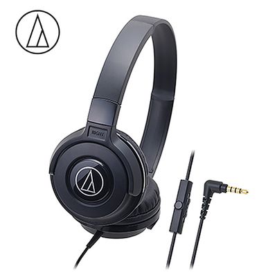 Original Audio-Technica ATH-S100iS Headset Wired Control Game Headphone with Micphone Bass Music Earphone for Cellphones Computer Black