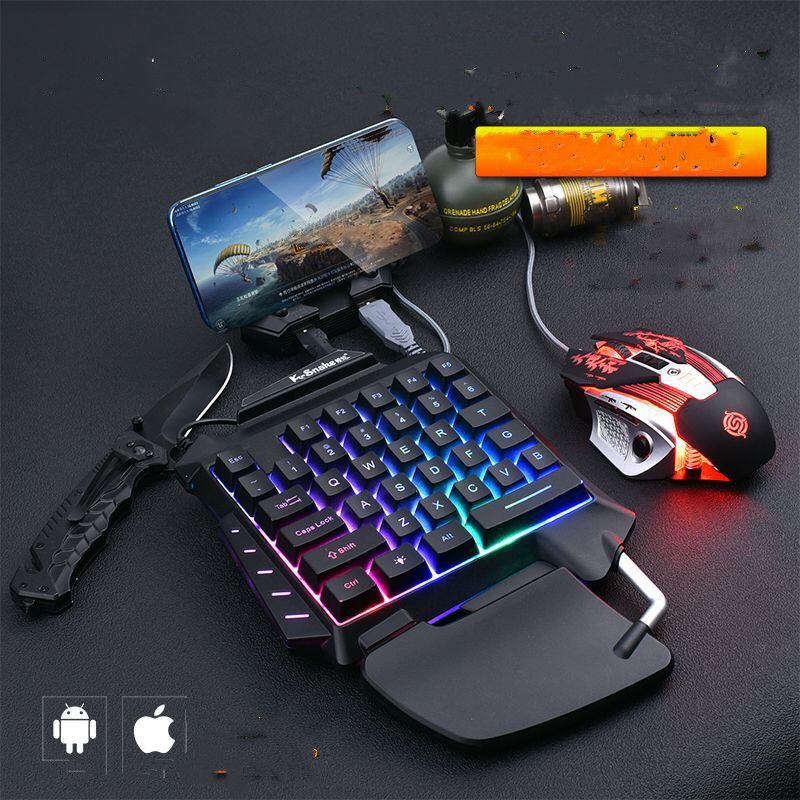 Color: 1style, power: USB - Mobile Game Throne One-Handed Keyboard Set Colorful