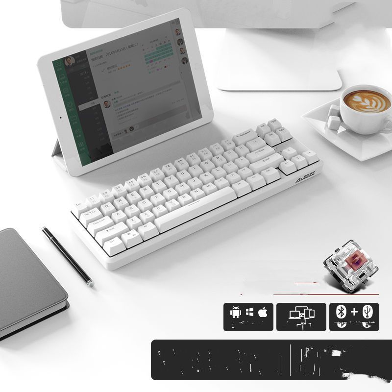 style: 6B - Blackmail k870t wireless Bluetooth wired dual mode mechanical keyboard 87 key RGB office game mobile phone tablet