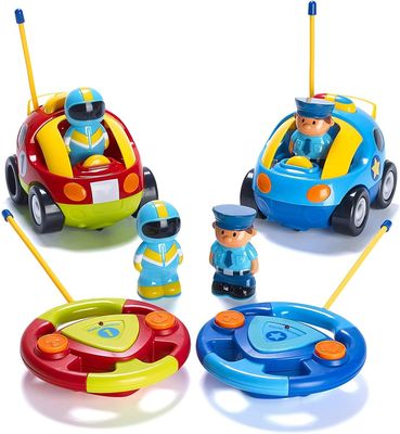 Toddler Remote Control Car, Two Cartoon RC Cars,Police &amp; Race Car