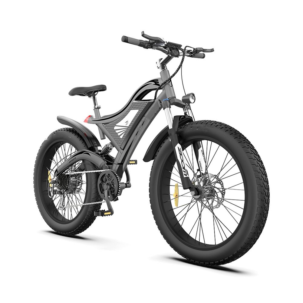 Electric Bike 750w Motor 26x4.0 Fat Tire 48v 15ah Removable Lithium Battery 7 Speed-gear Shifter Ebike gray