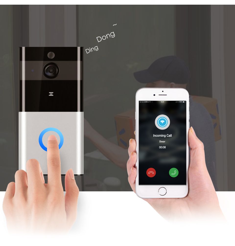 Model: Only doorbell - Marlboze 720P WIFI Visual Doorbell Wireless Intercom Doorbell PIR Motion Detection Night View SD card Video Smart Doorbell Ring