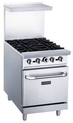 Dukers Commercial 24&quot; Gas Hot Plate Cooktop and Oven Combination Cabinet in Stainless Steel