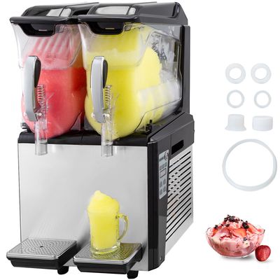 VEVOR 110V Slushy Machine 20L Double Bowl  Frozen Drink Maker 900W Automatic Clean Day and Night Modes for Supermarkets Cafes Restaurants Snack Bars Commercial Use