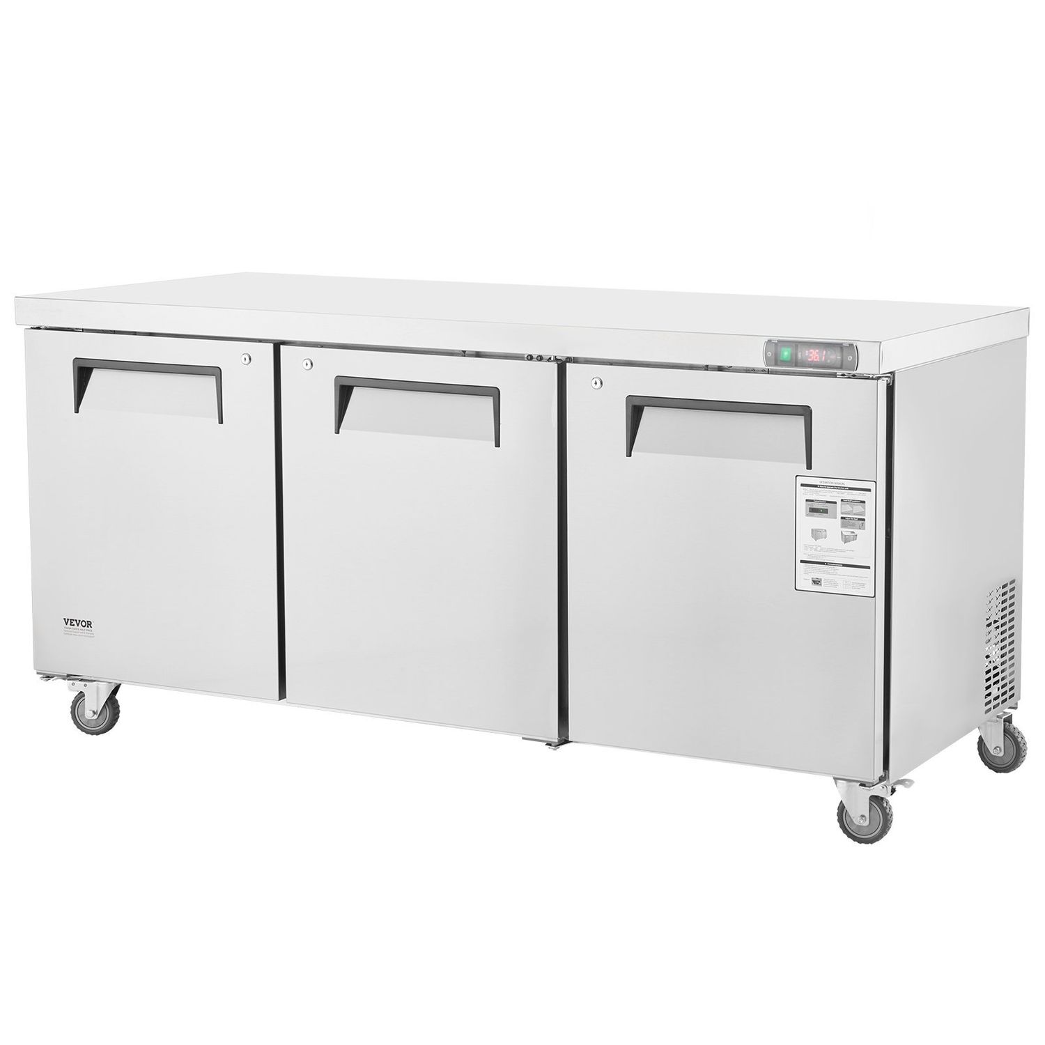 VEVOR 72&quot; Commercial Refrigerator Sandwich &amp; Salad Prep Table 20 Cu. Ft Fridge