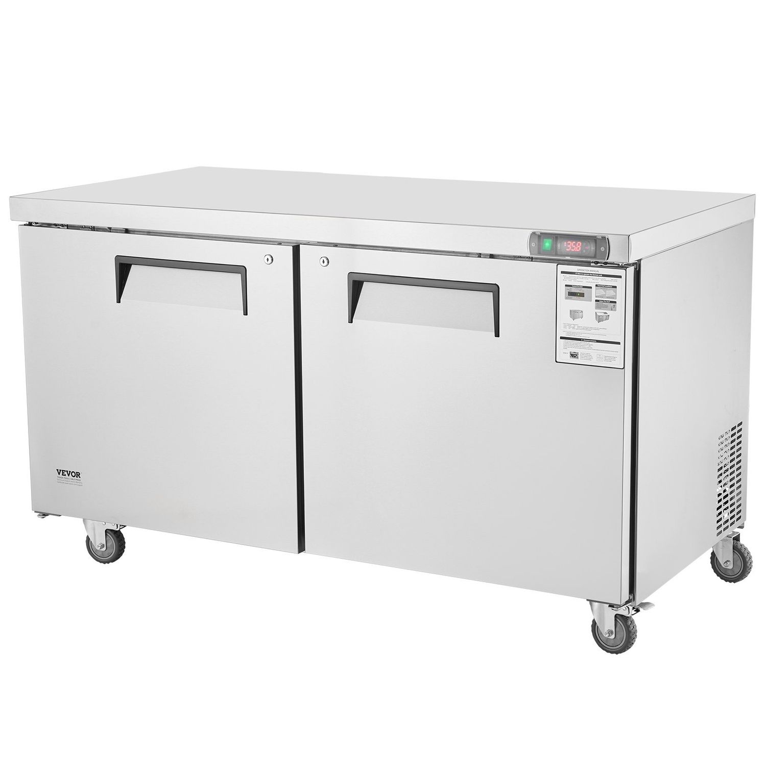 VEVOR 60&quot; Commercial Refrigerator Sandwich &amp; Salad Prep Table 16.4 Cu. Ft Fridge