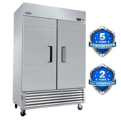 ORIKOOL 54&quot; Commercial Refrigerator 49 Cu.ft with 2 Solid Door Reach-In Refrigerators Stainless Steel ETL Approved Upright Fridge Storage