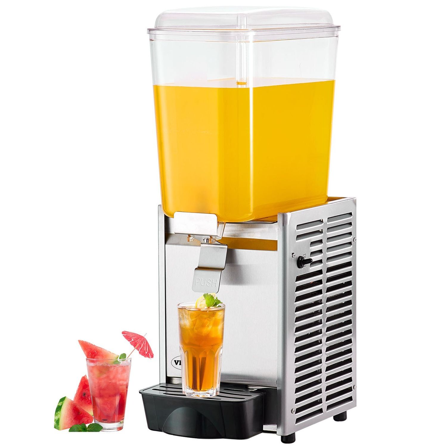 VEVOR Commercial Beverage Dispenser, 20.4 Qt 18L Single Tank Ice Tea Drink Machine, 325W 304 Stainless Steel Juice Dispenser with 41?&amp;deg;F-53.6?&amp;deg;F Thermostat Controller, for Cold Drink Restauran