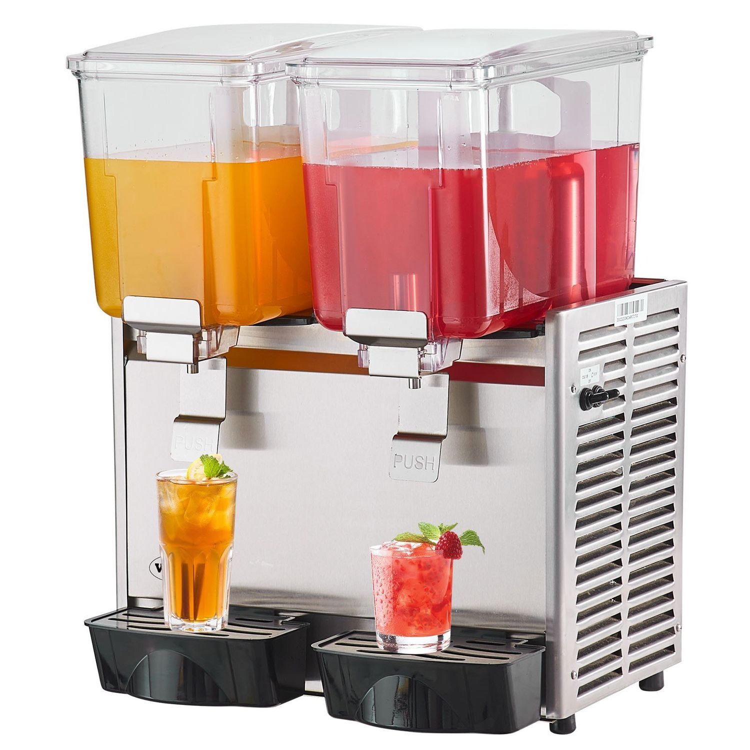 VEVOR Commercial Beverage Dispenser, 13.6 Qt 12L 2 Tanks Ice Tea Drink Machine, 280W 304 Stainless Steel Juice Dispenser with 41&amp;deg;F-53.6&amp;deg;F Thermostat Controller, for Cold Drink Restaurant Hote